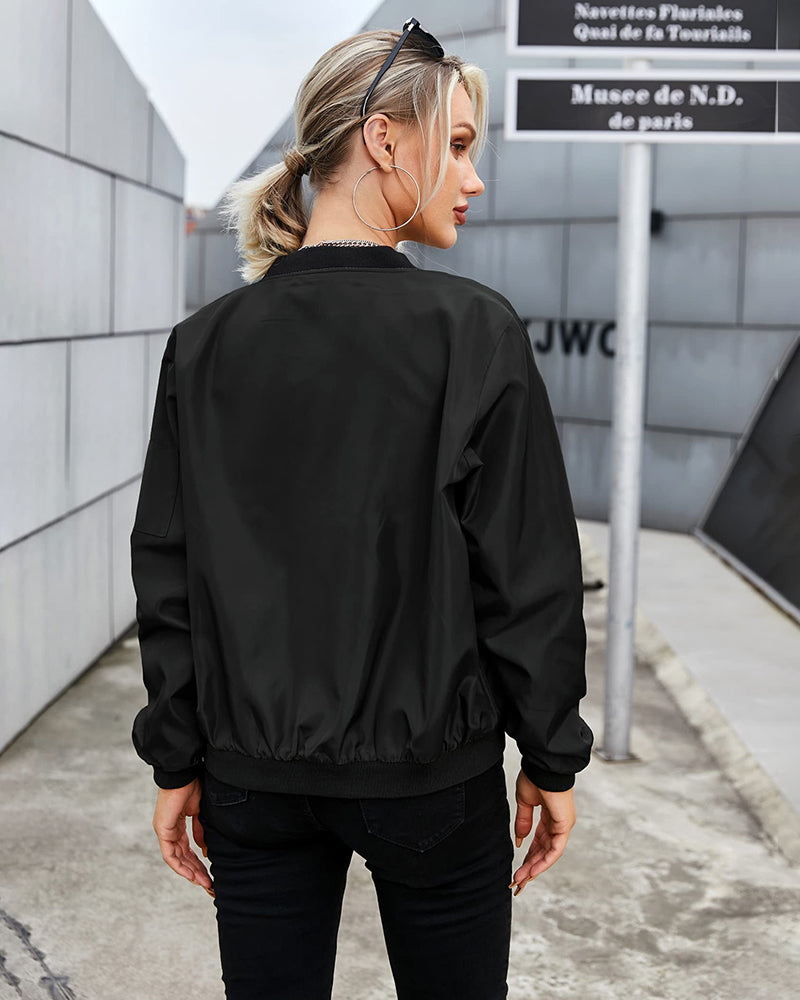 Women's Casual Bomber Jacket – Classic Urban Street Style, Versatile Everyday Outerwear