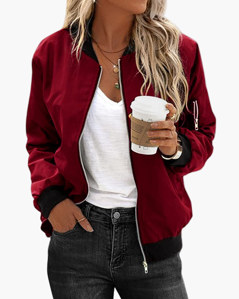 Women's Casual Bomber Jacket – Classic Urban Street Style, Versatile Everyday Outerwear