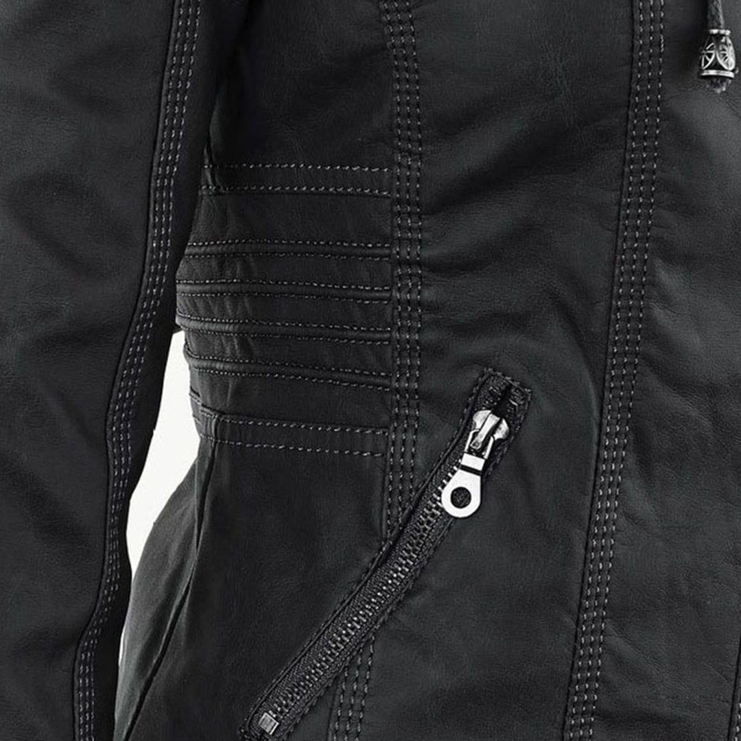 Women's Hooded Biker Jacket Urban Style with Zipper – Fashionable Transitional Outerwear