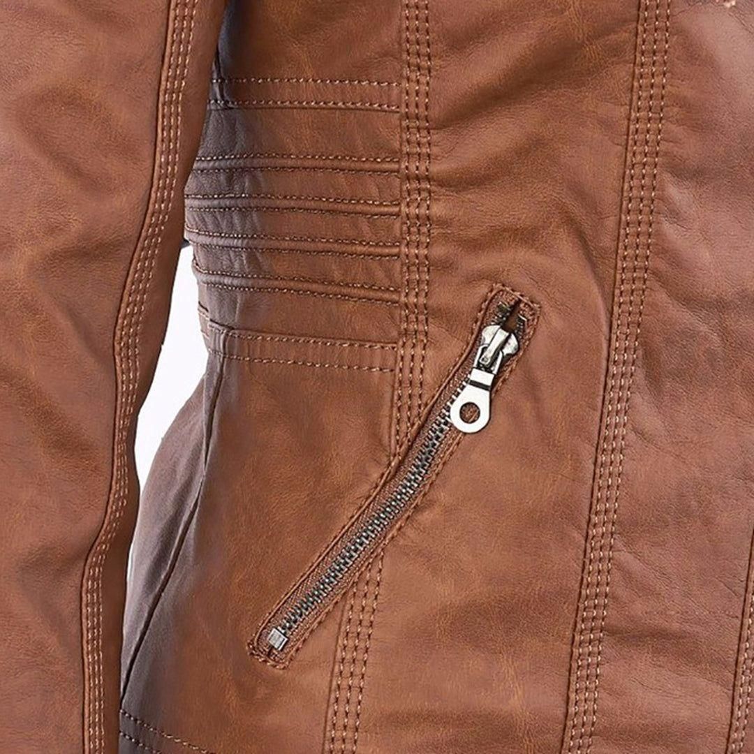Women's Hooded Biker Jacket Urban Style with Zipper – Fashionable Transitional Outerwear
