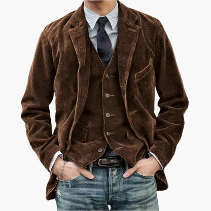 Men's Vintage Casual Blazer Three-Piece Suit for Business and Everyday Style