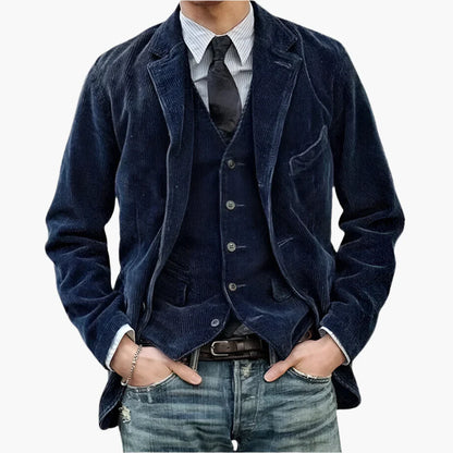 Men's Vintage Casual Blazer Three-Piece Suit for Business and Everyday Style