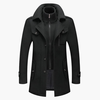 Men's Double-Layer Winter Coat – Elegant Slim Fit Overcoat for Business and Everyday Wear
