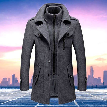 Men's Double-Layer Winter Coat – Elegant Slim Fit Overcoat for Business and Everyday Wear