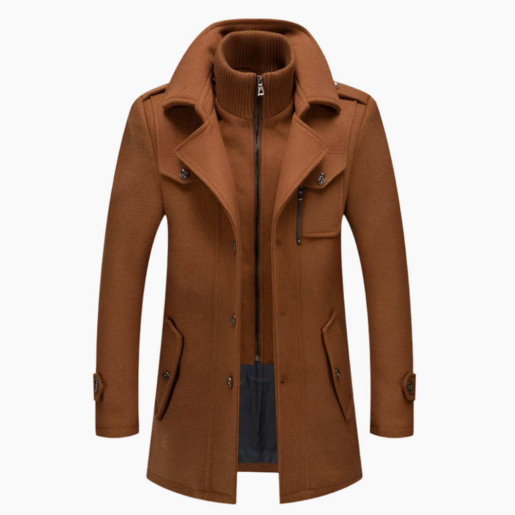 Men's Double-Layer Winter Coat – Elegant Slim Fit Overcoat for Business and Everyday Wear