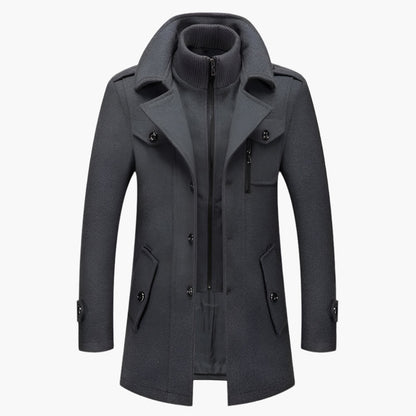 Men's Double-Layer Winter Coat – Elegant Slim Fit Overcoat for Business and Everyday Wear