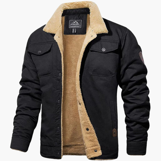 Men's Vintage Winter Bomber Jacket with Sherpa Lining – Classic Style for Cold Weather
