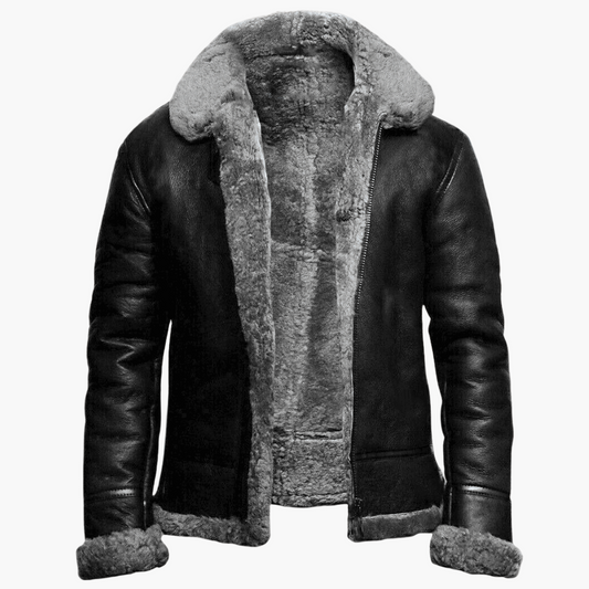 Men's Winter Aviator Jacket with Faux Fur Lining – Classic Warm Bomber Style for Cold Weather