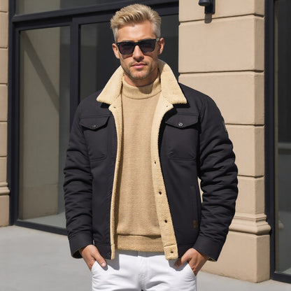 Men's Vintage Winter Bomber Jacket with Sherpa Lining – Classic Style for Cold Weather