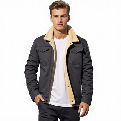 Men's Vintage Winter Bomber Jacket with Sherpa Lining – Classic Style for Cold Weather