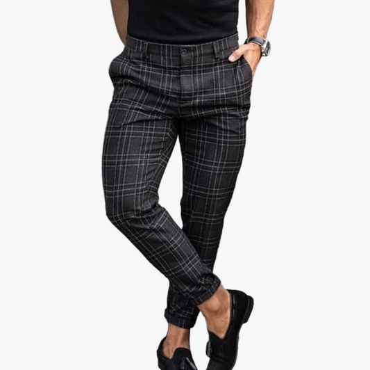Men's Slim Fit Plaid Chino Pants – Modern Business Casual Style