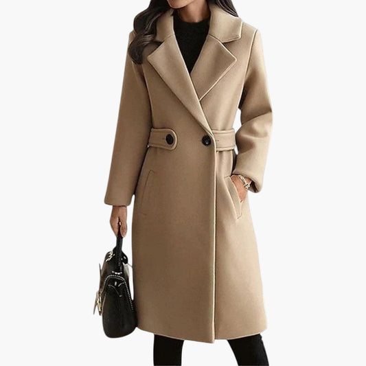 Women's Elegant Long Winter Coat with Belt – Classic Office & Casual Style Outerwear