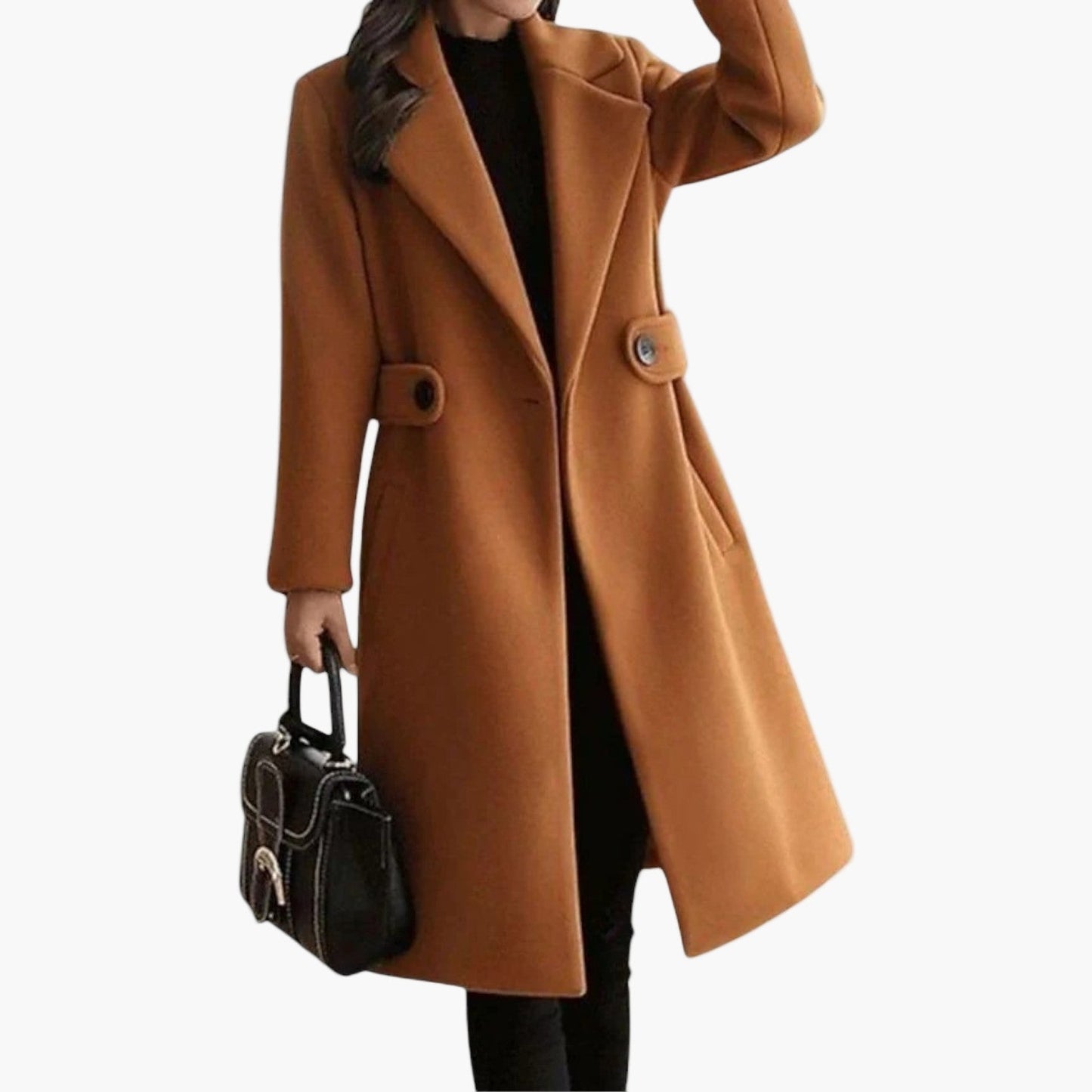 Women's Elegant Long Winter Coat with Belt – Classic Office & Casual Style Outerwear