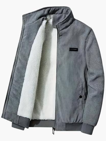 Men's Classic Stand Collar Corduroy Winter Jacket with Warm Lining - Urban Casual Style
