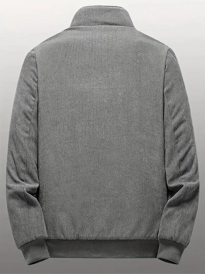 Men's Classic Stand Collar Corduroy Winter Jacket with Warm Lining - Urban Casual Style