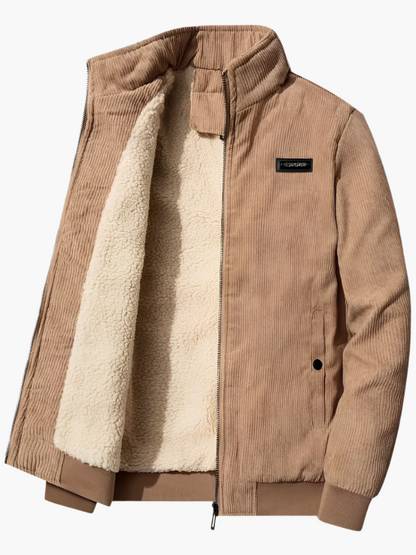 Men's Classic Stand Collar Corduroy Winter Jacket with Warm Lining - Urban Casual Style