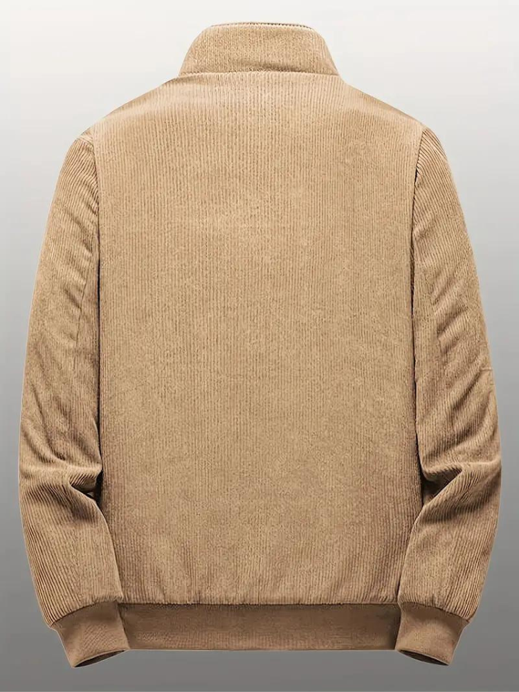 Men's Classic Stand Collar Corduroy Winter Jacket with Warm Lining - Urban Casual Style