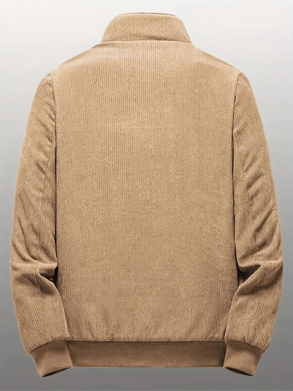 Men's Classic Stand Collar Corduroy Winter Jacket with Warm Lining - Urban Casual Style