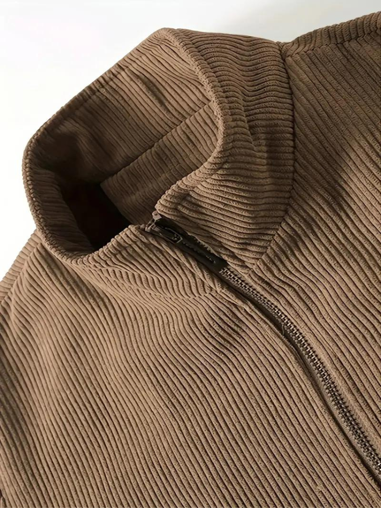Men's Classic Stand Collar Corduroy Winter Jacket with Warm Lining - Urban Casual Style