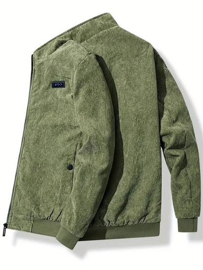 Men's Classic Stand Collar Corduroy Winter Jacket with Warm Lining - Urban Casual Style