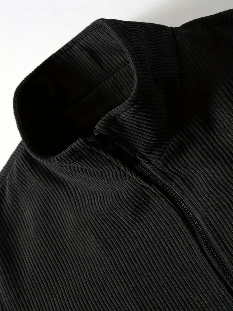 Men's Classic Stand Collar Corduroy Winter Jacket with Warm Lining - Urban Casual Style
