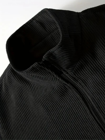 Men's Classic Stand Collar Corduroy Winter Jacket with Warm Lining - Urban Casual Style