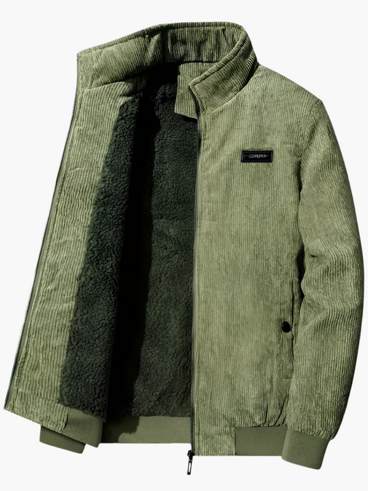 Men's Classic Stand Collar Corduroy Winter Jacket with Warm Lining - Urban Casual Style