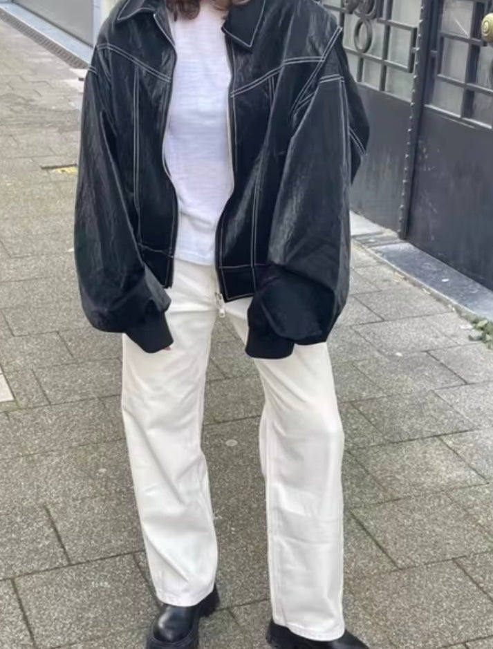 Women's Oversized Bomber Jacket Streetwear Style for Casual and Urban Outfits