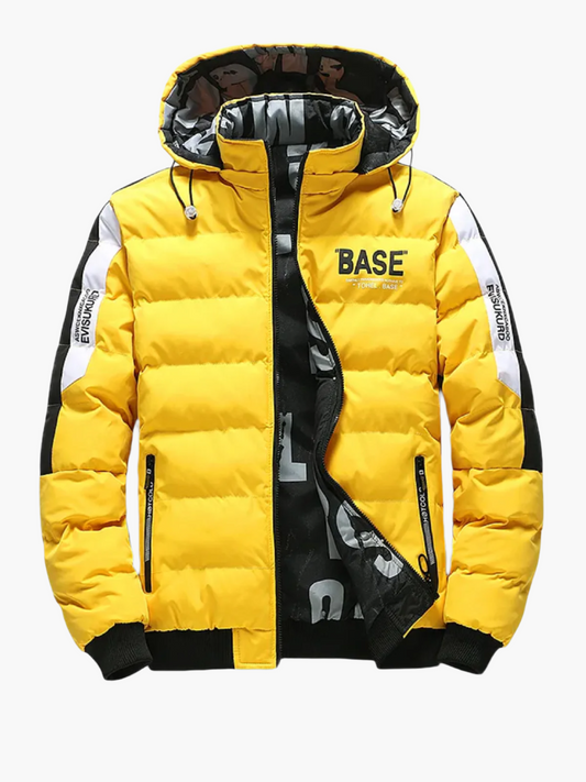 Men's Streetwear Puffer Jacket BASE Hooded Winter Coat