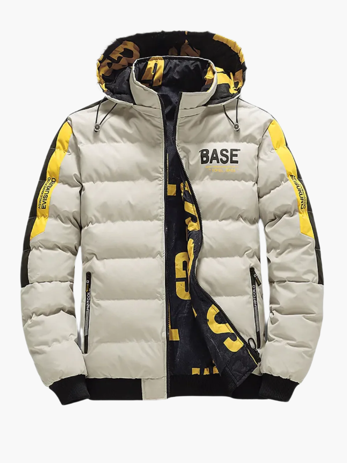 Men's Streetwear Puffer Jacket BASE Hooded Winter Coat