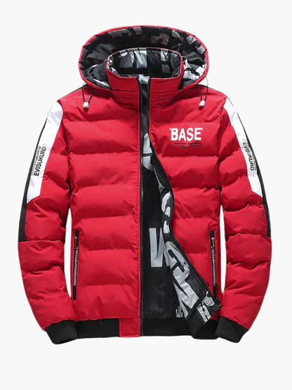 Men's Streetwear Puffer Jacket BASE Hooded Winter Coat