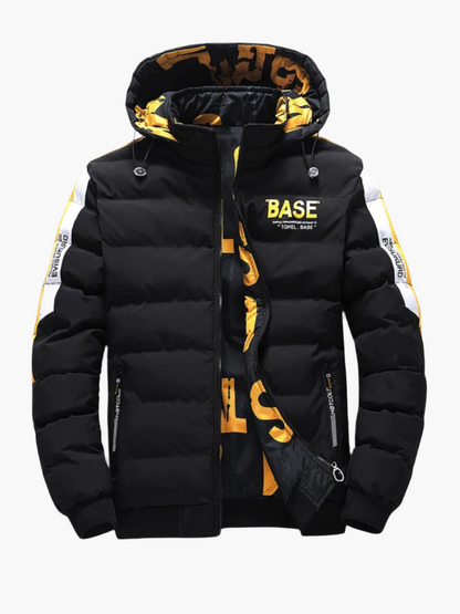 Men's Streetwear Puffer Jacket BASE Hooded Winter Coat