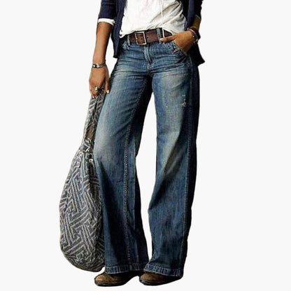Women's High Waist Wide Leg Vintage Jeans - Trendy Everyday Flare Pants