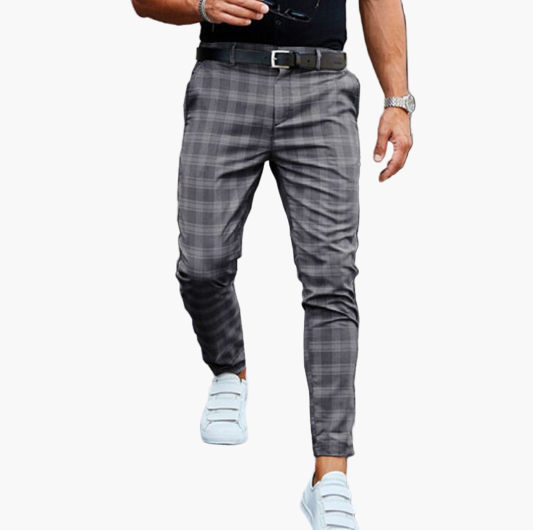Men's Slim Fit Plaid Chino Pants – Modern Business Casual Style