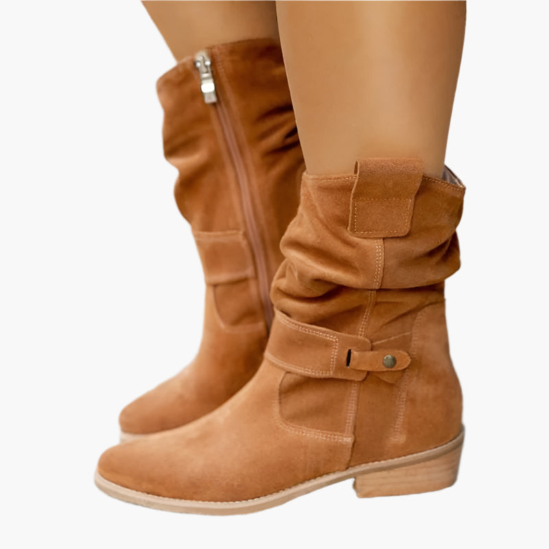Women's Slouch Ankle Boots with Side Zipper – Vintage Style Everyday Booties