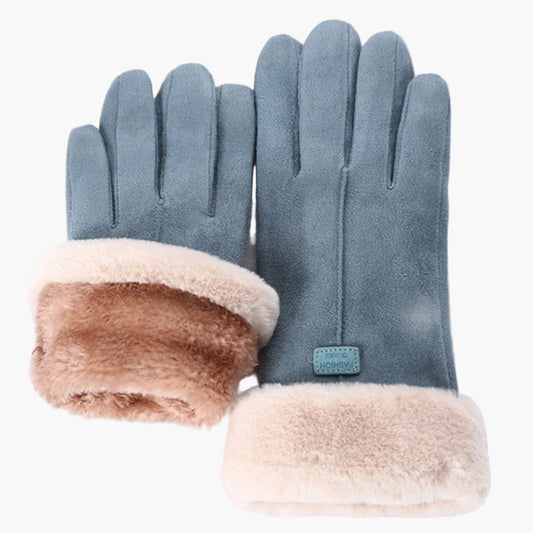 Women's Furry Winter Gloves with Touchscreen Function and Waterproof Design - Elegant Warm Outdoor Style