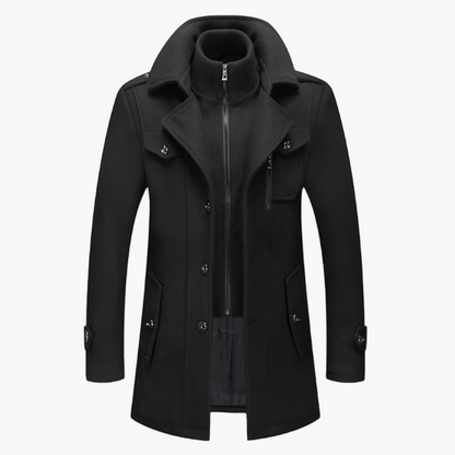 Men's Modern Slim Fit Winter Overcoat with Stand Collar – Business & Casual Style