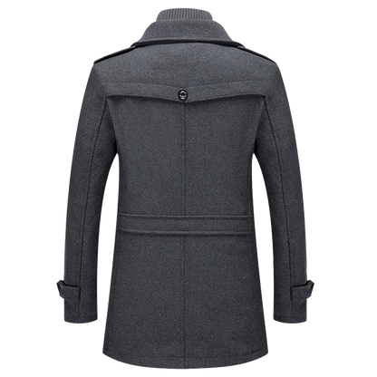 Men's Modern Slim Fit Winter Overcoat with Stand Collar – Business & Casual Style