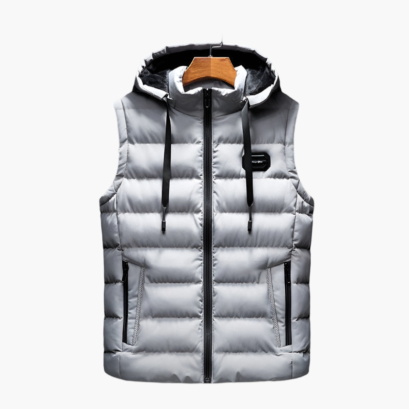 Men's Hooded Puffer Vest for Outdoor and Everyday Wear