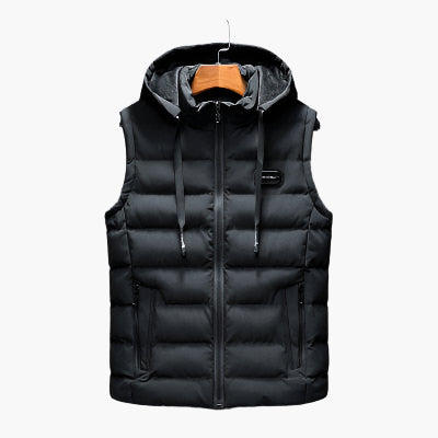 Men's Hooded Puffer Vest for Outdoor and Everyday Wear