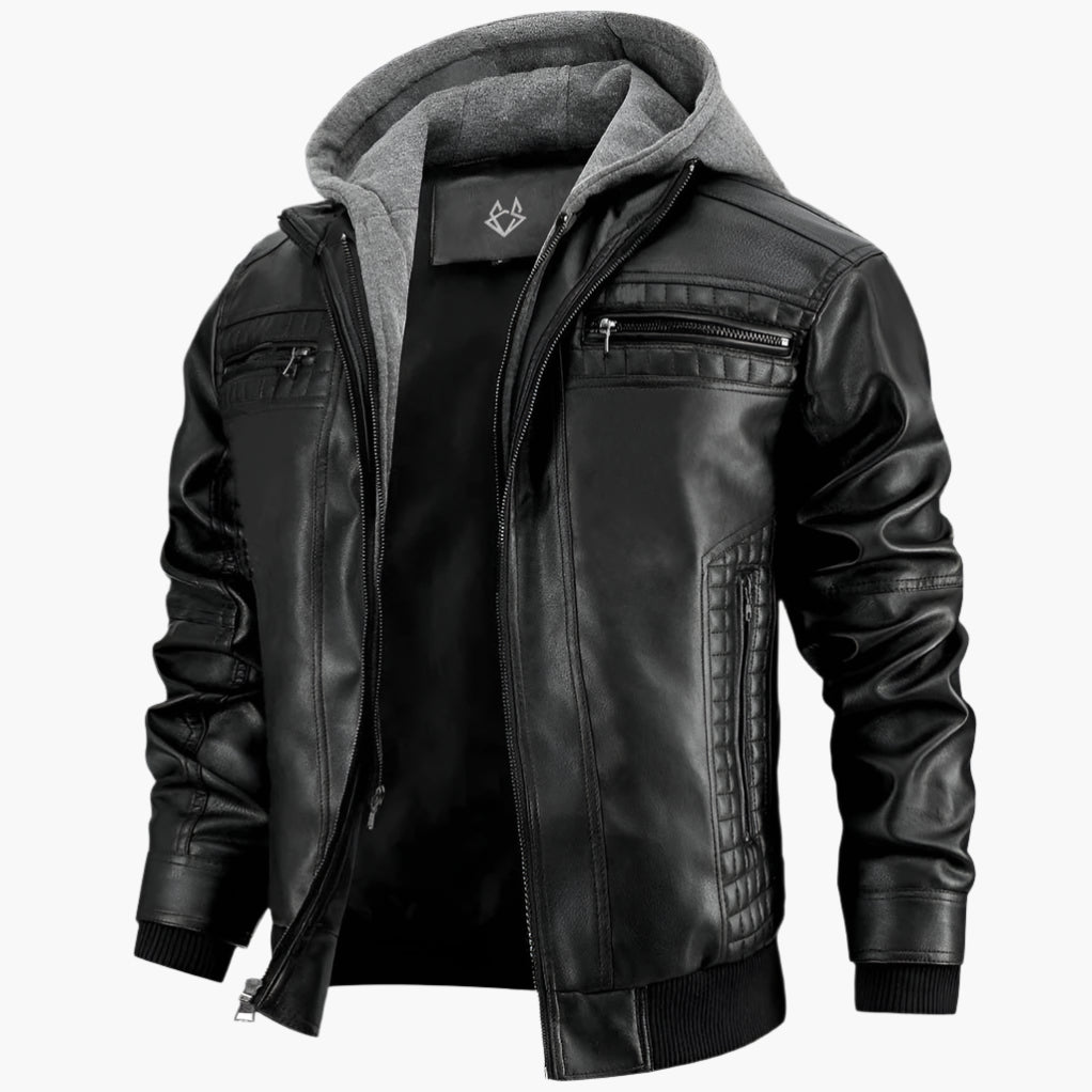 Men's Urban Biker Jacket with Hood – Modern Street Style for Everyday Wear