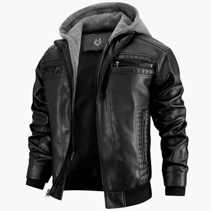 Men's Urban Biker Jacket with Hood – Modern Street Style for Everyday Wear