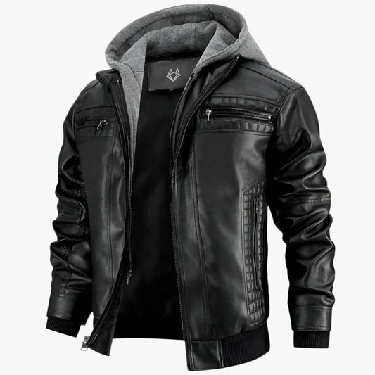 Men's Urban Biker Jacket with Hood – Modern Street Style for Everyday Wear