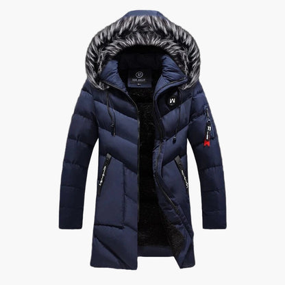 Men's Winter Puffer Parka with Hood and Faux Fur – Stylish Quilted Long Jacket for Cold Weather