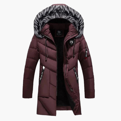 Men's Winter Puffer Parka with Hood and Faux Fur – Stylish Quilted Long Jacket for Cold Weather