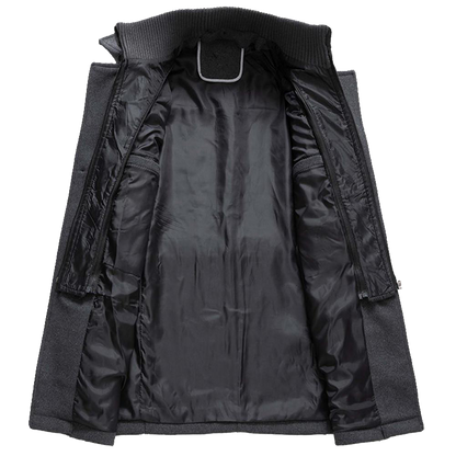 Men's Modern Slim Fit Winter Overcoat with Stand Collar – Business & Casual Style