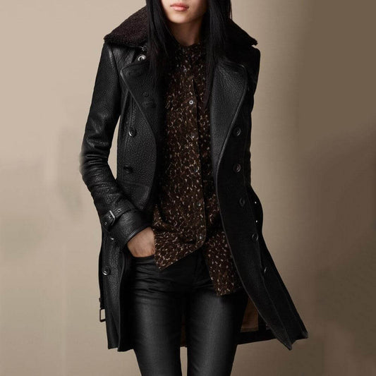 Women's Elegant Trench Coat Double-Breasted Slim Fit Stylish Outerwear