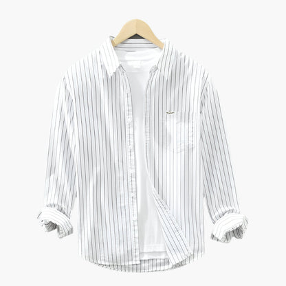 Men's Casual Striped Button-Down Shirt – Classic Relaxed Fit for Everyday and Business