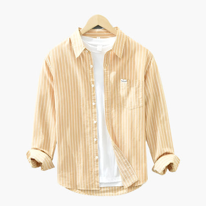 Men's Casual Striped Button-Down Shirt – Classic Relaxed Fit for Everyday and Business