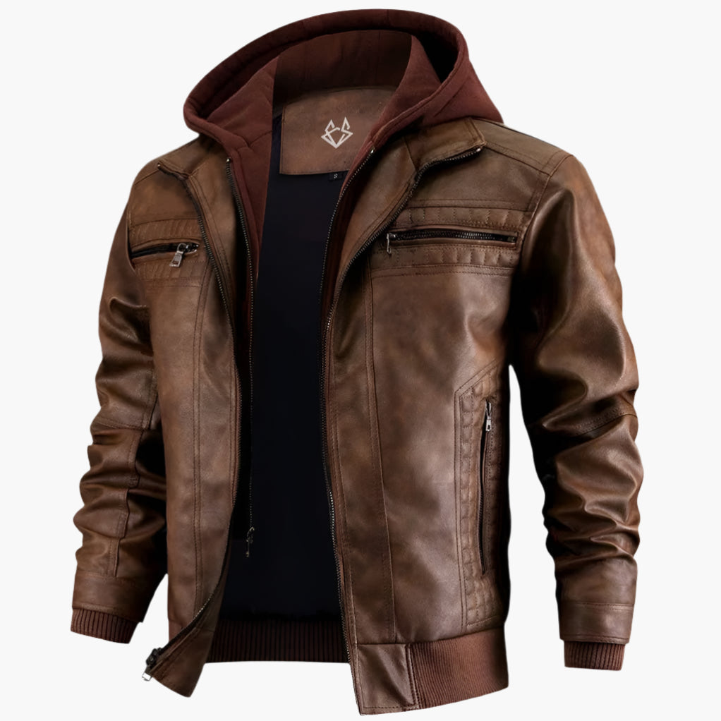 Men's Urban Biker Jacket with Hood – Modern Street Style for Everyday Wear
